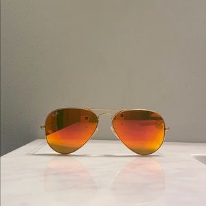 RayBan Aviator Sunglasses - Orange Flash Lens 55mm